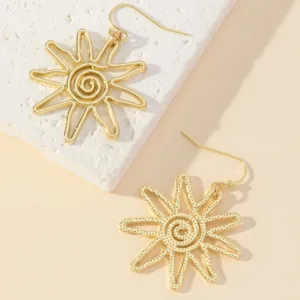 1 Pair Earrings 14k Gold Plated Sunflower Dangle Summer Earrings for Women New
