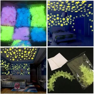 100pcs Glow In The Dark Stars Luminous Wall & Ceiling Star Stickers Home Decor