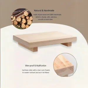 Wood Tray Pedestal Stand Decorative Wooden Riser Soap Dish Holder 4 Vanity Sink