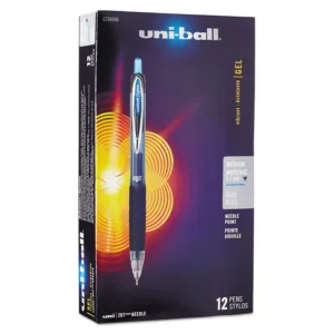 uni-ball 207 Needle Point Retractable Gel Pen 0.7mm Blue Ink Black Barrel Stand
