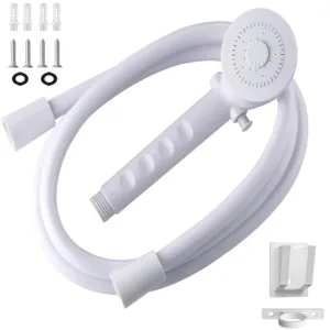 RV Shower Head with Hose & Handheld On Off Switch For RV/Campers/Trailers White