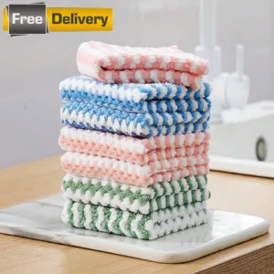 10pcs Kitchen Towels Reusable Thick Coral Fleece Non-Stick Oil Slouchy Dishcloth