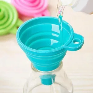 2pcs Kitchen Collapsible Funnels Set Foldable Food Graded Small Silicone Funnels